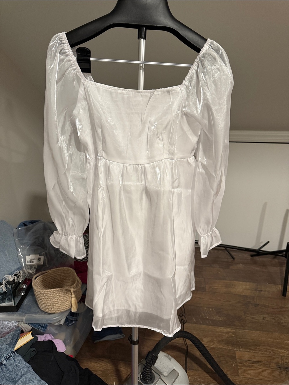 White Puff-Sleeve Peasant Blouse